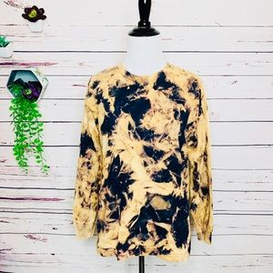 Black Bleach Fire & Smoke Tie Dye Long Sleeve Tee